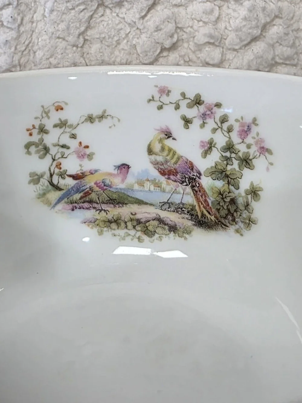 Vintage Noritake Windsor Japan Serving Bowl Floral Bird Gold Trim